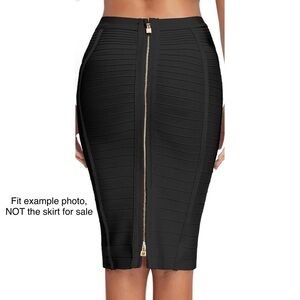 Guess by Marciano Black Bandage Pencil Skirt with Silver Zipper